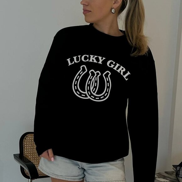 NEW "Lucky Girl" Crewneck Sweatshirt - Picture 1 of 4